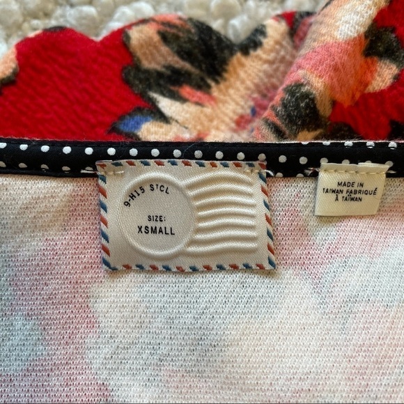 ANTHROPOLOGIE red floral peplum tank top XS - Picture 5 of 7